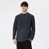 Otoño e invierno terciopelo de doble cara cuello semi-alto forro de soporte moda versátil para hombre grueso semi-cálido color liso manga larga hombre negro