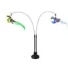 Caña para gatos con ventosa doble, pájaro de plumas simulado, varilla larga flexible, juguete interactivo extraíble para que el gato se divierta solo
