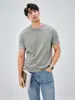 "Acabamento Requintado" Camiseta Masculina de Manga Curta 100% Algodão Pesado Verão Toque de Algodão Esportiva Fitness Gola Redonda Camiseta Básica