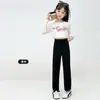 Calça Infantil Feminina Estilo Primavera Moda Coreana Calça Tubarão Infantil 2026 Nova Primavera e Outono Calça Longa Casual para Meninas do Ensino Fundamental