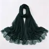 Novo lenço de pérolas com renda de cílios de borda dupla em chiffon, best-seller transfronteiriço, xale de alta qualidade, lenço de cabeça malaio para mulheres