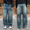 Jeans retro lavados y desgastados de alta calle americana para hombre, nuevo estilo de otoño, holgados, casuales, modernos, pantalones rectos simples