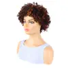 Venta Directa de Fábrica Peluca de Fibra Sintética de Color Mezclado Marrón con Cabello Corto Rizado de Mujer Africana Peluca Afro