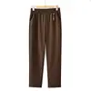 Pantalones de Madre Estilo Nuevo 2026 Otoño Cintura Elástica Pantalones Largos de Pierna Recta para Mujeres de Mediana Edad y Mayores Pantalones Casuales Gruesos con Estilo