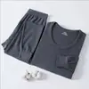 Traje de Algodón Puro Ropa de Otoño y Pantalones Ropa Interior Térmica Suéter de Algodón Para Personas de Mediana Edad y Mayores Holgado Delgado Suéter Básico para Otoño e Invierno Camisa Pantalones