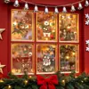 Decoración de Atmósfera Navideña Pegatinas Electrostáticas para Puertas y Ventanas de Vidrio Reno Ardilla Oso Polar Muñeco de Nieve Corona Chimenea