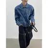 Chaqueta americana retro con cremallera de lavado degradado de alta gama transfronteriza para hombre, abrigo de mezclilla con nuevo diseño de nicho