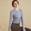 Ropa de Yoga de Manga Larga para Mujer, Tops de Gimnasio con Cordón Ajustable de Corte Entallado y Aspecto Adelgazante, Camisetas Deportivas para Entrenamiento de Running
