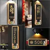Placa de Número Residencial para Uso Doméstico, Villa Residencial, Entrada de Casa Própria, Adesivo Decorativo de Porta com Suporte Adesivo com Símbolo de Cinco Bênçãos