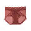 Populares calzones de encaje sexy satinados de estilo francés para mujer en TikTok, de cobertura total, tiro medio, sin costuras, transpirables