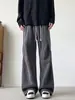 Pantalones de Espiga Plisados Americanos para Hombre Otoño/Invierno Retro Sueltos Pierna Recta Pantalones de Hombre Pierna Ancha Casual Peso Pesado Pantalones Largos Hombre