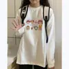 Camiseta de Manga Larga Holgada de Algodón Puro para Mujer para Primavera y Otoño, Camiseta Base de Capa Interior, Ropa Exterior Nueva Estilo Coreano de Dibujos Animados 2025 para Hombre