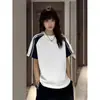 Camiseta de Verano para Hombre Cleanfit Retro Bloques de Color Manga Corta Hombro Normal Manga Media, Top Holgado de Peso Pesado para Pareja
