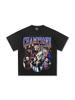 Primavera y Verano 2025 Nuevo Transfronterizo Liga de Campeones 2015 Camiseta de Algodón Pesado de Manga Corta para Hombre y Mujer Americano Vintage Lavado Viejo