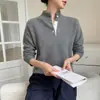 Jaqueta Suéter Tricô Cor Contrastante Novo Estilo Quente Botões Base Outono e Inverno Caxemira Gola Alta Meia Suéter Feminino