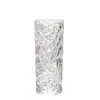 Jarrón de Vidrio con Patrón de Glaciar de Lujo Ligero 23.5cm, Jarrón de Bambú, Recipiente Hidropónico para Flores, Decoración de Mesa, En Stock