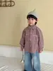 Camisa de Manga Larga para Niños Algodón Puro Cuadros Ropa de Otoño para Niñas 2026 Nuevas Camisas de Primavera y Otoño para Niños Tops para Bebé