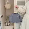 Sudadera con capucha a rayas para bebé, ropa de otoño para niños, sudadera ligera casual de punto, top versátil estilo coreano para bebé, prenda base