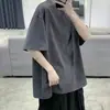 Camiseta de Manga Corta para Hombre con Cuello Redondo Ropa Holgada Verano Trendy Básica Color Sólido Blanco Manga Corta Talla Extra Ropa de Hombre