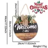 Novo Placa de Madeira de Natal Desenho Animado Velho Boneco de Neve Letra Placa de Madeira Pendurada na Porta Luz LED Placa Redonda de Boas-Vindas para Porta