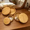 Cajas de Embalaje al por Mayor con Tapa y Base de Bambú y Madera, Cajas de Regalo y para Monedas Conmemorativas de Madera Maciza, Cajas Redondas, Cajas Pequeñas, Cajas de Almacenamiento de Joyería de Madera