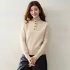 Suéter de Punto de Cachemira de Cuello Alto Estilo Coreano para Mujer, Jersey de Manga Larga, Sencillo y Versátil, Top Cálido de Capa Base