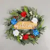 Guirnalda del Día de la Independencia Americana Flor de Mariposa Artificial Roja Blanca y Azul Tablero Guirnalda Fiesta Festiva Colgante Adorno Guirnalda