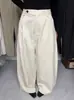 Nuevos pantalones casuales de otoño de un solo botón, cintura alta, adelgazantes, color liso, versátiles para el uso diario, elegantes pantalones de pierna ancha