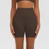 Pantalones Cortos de Yoga Cepillados Amigables con la Piel Transfronterizos de Cintura Alta Control de Abdomen Pantalones de Fitness Levantamiento de Glúteos Ajustados Pantalones Cortos Deportivos para Yoga Melocotón