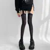 Medias de Tirantes de Terciopelo Estilo Japonés, Calcetines Largos Blancos JK Hasta la Rodilla, Medias de Seda Blancas, Calcetines Altos Blancos y Negros Sexy Puro Deseo para Niñas