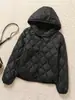 Colete casual branco leve de plumas de pato com padrão de losangos para mulheres, gola redonda, camada interna justa, colete quente, jaqueta estilo vintage, moderno