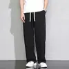 Calça de Moletom Cinza para Homens, Verão Fina de Perna Reta Caimento Solto Versátil Caimento Fluido Perna Larga Calça Esportiva, Calça Longa Casual para Meninos