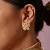 Pendientes de flor de circón y perla de moda dulce transfronteriza, pendientes exquisitos, pequeños y frescos franceses, pétalos simples