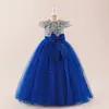 Vestido Formal para Niña, Vestido de Princesa para Niños, Vestido de Tul Abullonado, Vestido de Dama de Honor con Lazo y Flores, Vestido Largo para Fiesta de Baile, Navidad