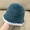 Cor de contraste de pelúcia balde quente chapéu de pescador feminino Coreia do Sul inverno ins doce internet celebridade rosto cobrindo bacia chapéu rosto emagrecimento na moda