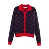 Comércio Exterior 2026 Moda Nova Europeia e Americana Primavera Cardigan de Tricô com Lapela de Manga Longa em Formato de Coração de Botão Único para Mulheres 4938008