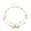 Accesorios para Pies de Moda Europea y Americana Aleación de Buena Suerte Colgante de Perla con Forma de 8 Conjunto de Joyería para Pies Tobillera para Mujer En Stock