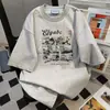 Camiseta Casual Solta de Manga Curta com Estampa de Letras Estilo Streetwear Americano 2026 Verão Nova Blusa Casual Solta
