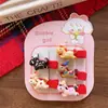 Novos Grampos de Cabelo de Algodão Vermelho de Segurança para Bebês Meninas, Design Fofo de Desenho Animado, Conjunto de 5 Grampos de Cabelo