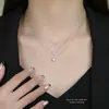 Collar Colgante Clásico Elegante de Plata de Ley S925 con Zirconia de Cuatro Garras para Mujer Cadena de Clavícula Moda Flash 5A Lujo Accesible Gama Alta