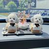 Adornos para el Interior del Coche, Adornos para Coche con Cabeza Oscilante, Perro Teddy de Pedrería, Gato de la Suerte para Coche, Conductora Independiente Transfronterizo