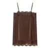 Roupas Femininas Europeias e Americanas Comércio Exterior Transfronteiriço Atacado Verão 2026 Nova Moda Camisola Top com Textura de Cetim de Seda Renda em Patchwork