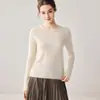 Suéter 100% Cachemir Puro para Mujer Primera Línea Listo para Usar Cuello Redondo Dobladillo Enrollado Capa Interior Corte Ajustado Favorecedor Elegante Capa Base Tejido