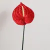 Flor de Anturio Roja Grande de EVA Artificial para Decoración del Hogar, Sala de Estar, Arreglos de Boda y Accesorios