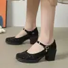Sapatos Mary Jane de Tira Única para Verão 2026 para Mães, Salto Bloco, Malha Vazada, Resistente ao Desgaste, Sapatos Slip-On Confortáveis para Mulheres