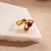 Anillo Abierto Irregular de Acero Inoxidable con Circonita Retro Europeo y Americano Moda Simple Elegante Nicho Joyería de Alta Gama para Mujeres