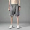 Shorts Esportivos de Basquete com Costura Respirável de Malha Simples para Homens, Marca Moderna, Roupa Externa de Verão, Calças de Treino de Seda Gelada