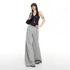 Pantalones Casuales de Pierna Ancha con Cordón en la Cintura Baja, Estilo Perezoso de Primavera, Color Naranja Infantil para Mujer, Corte Holgado, Diseño Adelgazante, Pantalones Versátiles de Longitud Completa.