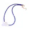 Colar de Aço Inoxidável com Pedra Natural, Cristal e Pérola para Mulheres, Design de Alto Padrão, Banhado a Ouro 18K a Vácuo, Corrente para Clavícula Feminina DIY