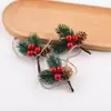 Adornos Accesorios para Festival Navideño Varios Tipos Agujas de Pino Piñas Guirnaldas DIY Bellotas Cerezas Hongos Pequeños Mayoreo